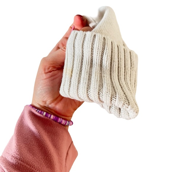 Esprit Vintage Beige 100%‎ Cotton Knit Chucky Silver Snap Grommets Turtleneck - Picture 5 of 8